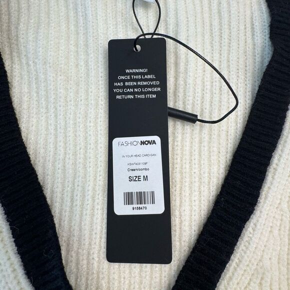 Fashion Nova Cream Cardigan Sweater with Ribbed Knit - Picture 5 of 5